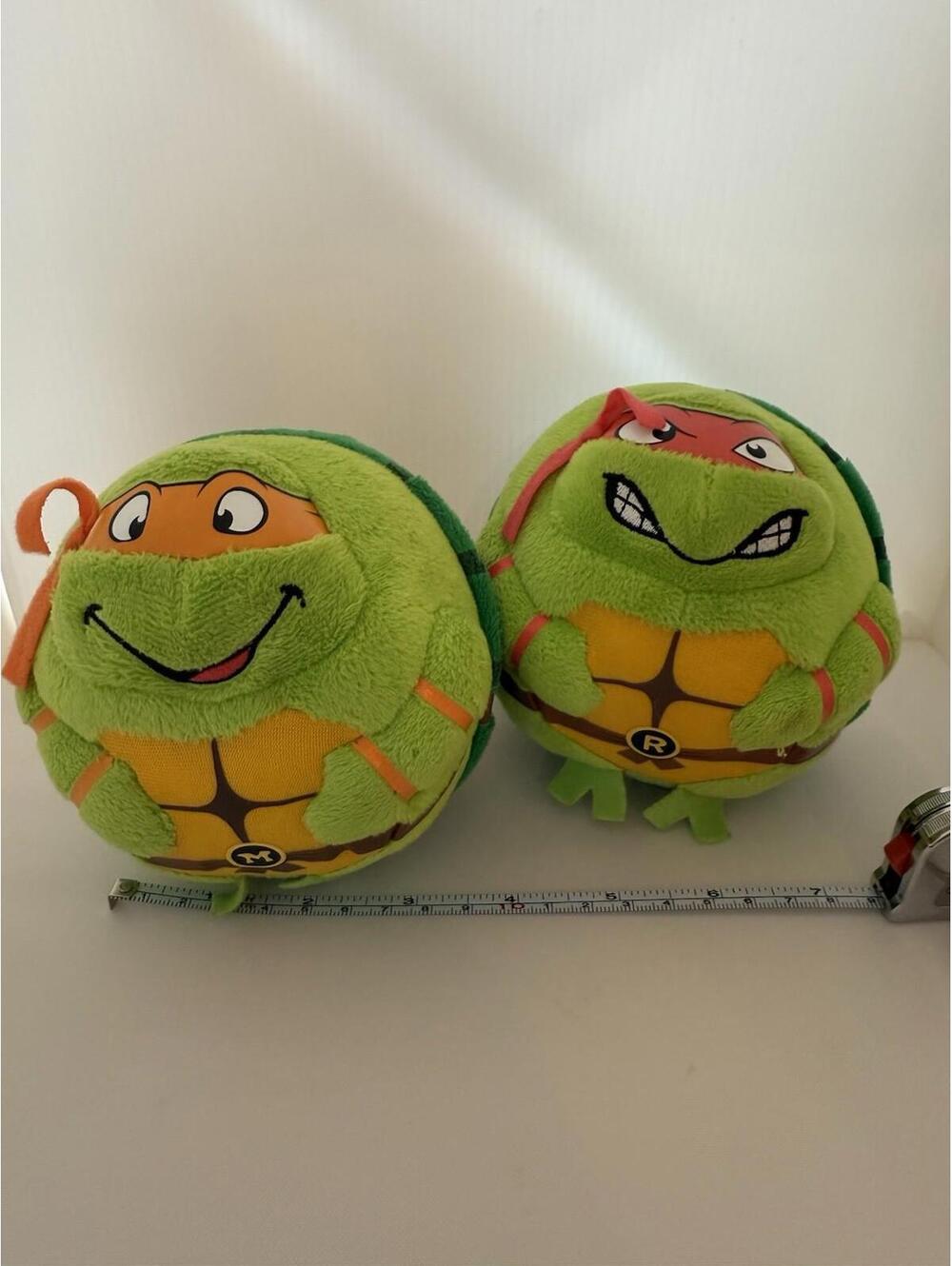 TY Beanie Babies Ballz TMNT Raphael & Michaelangelo Plush